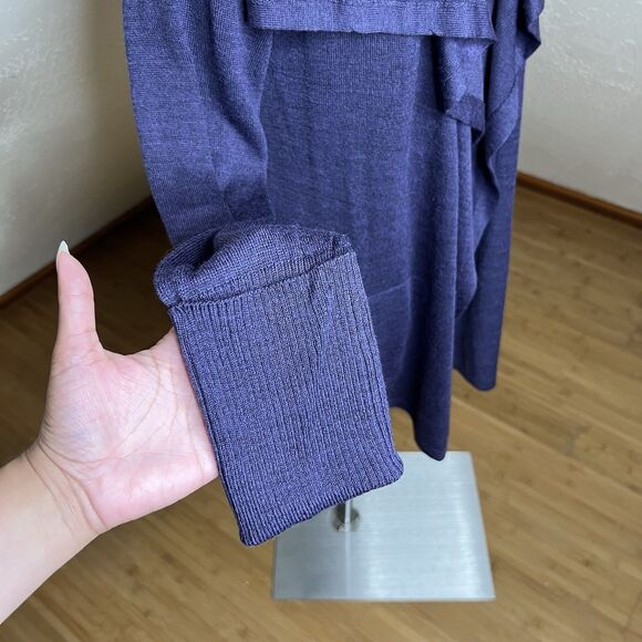 Eddie Bauer Waterfall Cardigan Womens MP Purple Merino Wool Open Draped Pockets - Picture 8 of 11